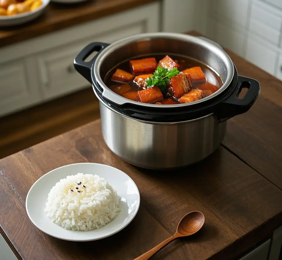 Pressure Cooker Recipes-Braised Pork Belly and Rice